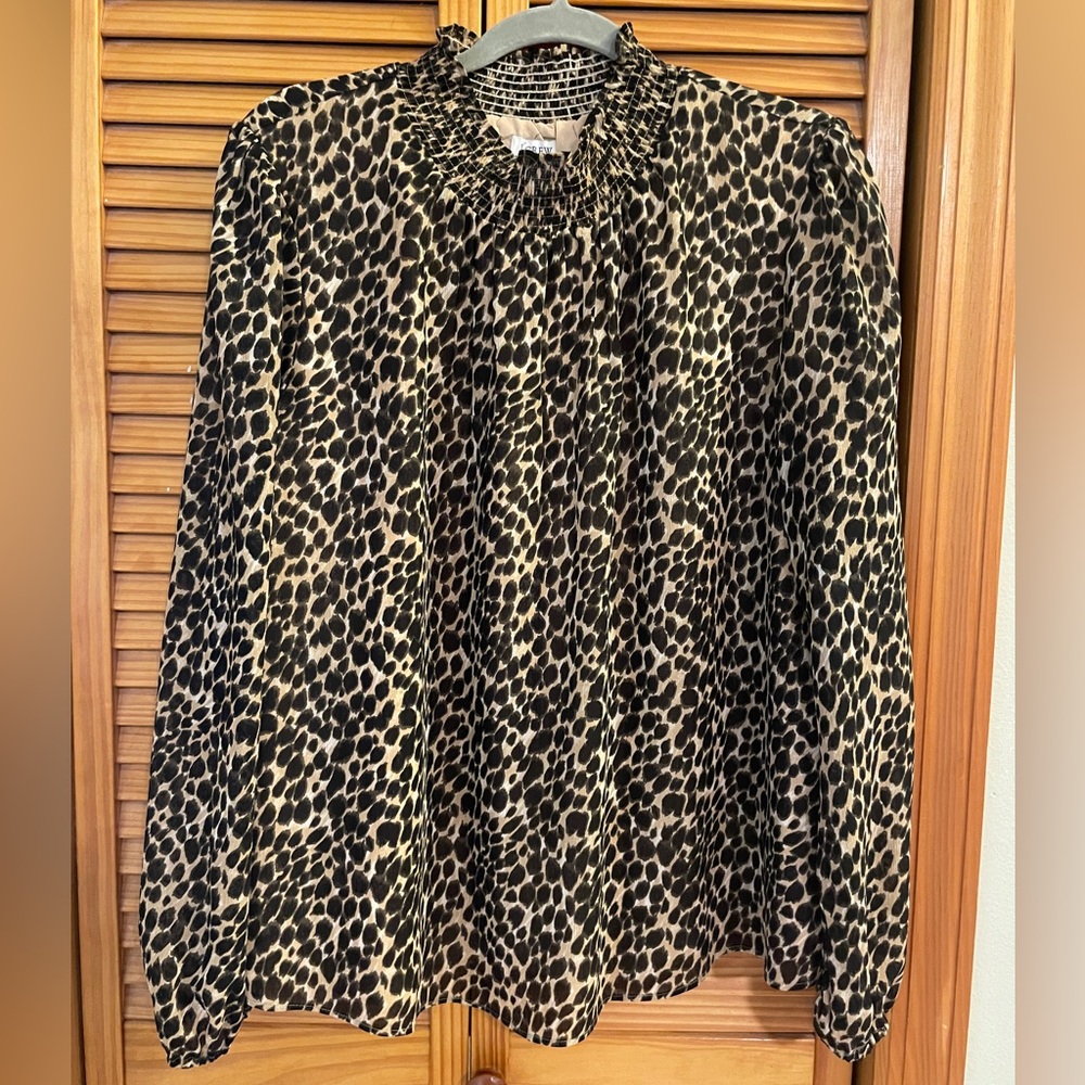 JCrew leopard long sleeve mockneck blouse - XL - NWOT - AO620